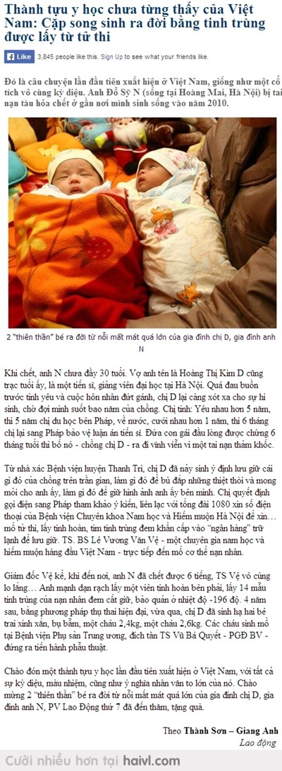 Lấy tinh trùng từ người chồng đã mất để sinh hai đứa con. Cuộc đời chỉ ước có được một người vợ như thế này :)