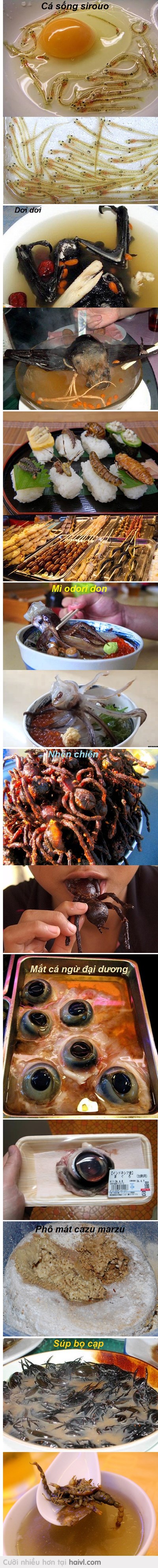 Những món ăn... không "to gan" không dám đưa vào miệng :